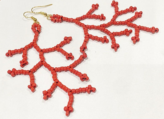 Beaded Coral Earring